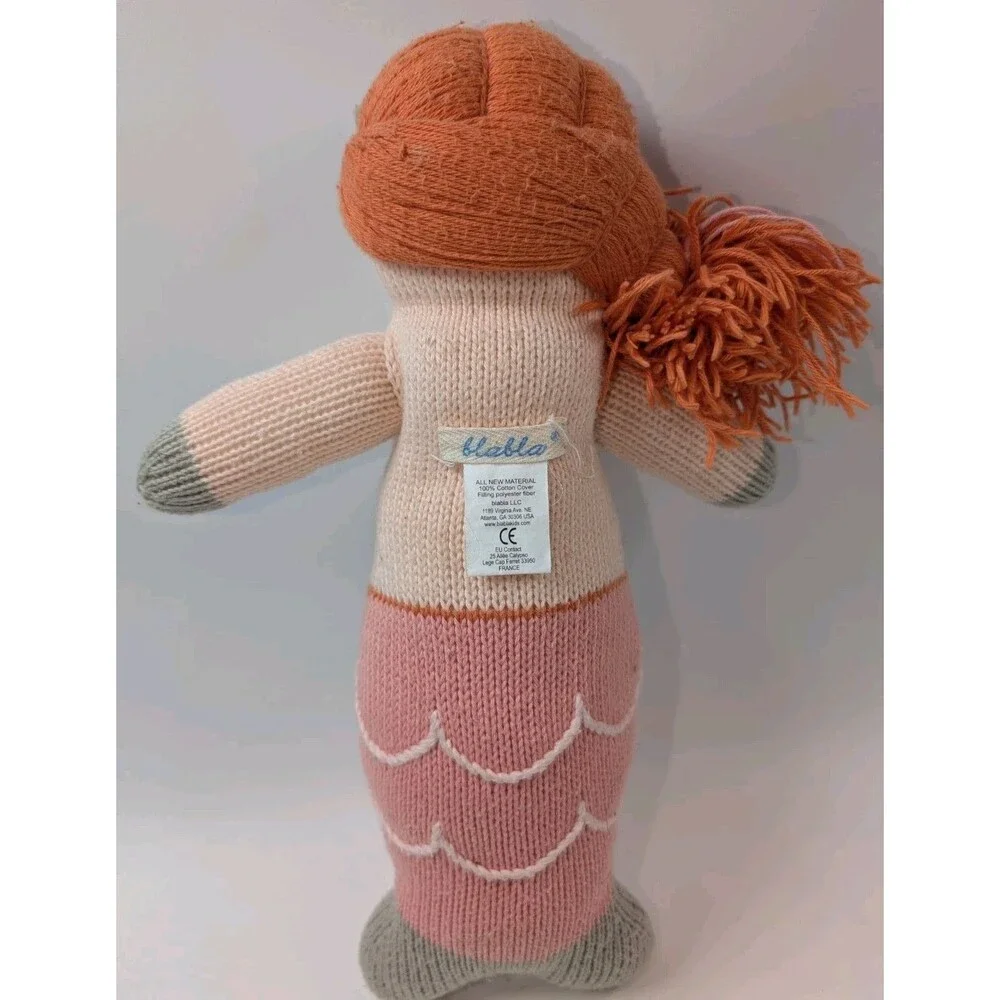 BLABLA Melody the Mermaid Knit Plush Doll Orange Hair 18” Soft Toy Pink Peru